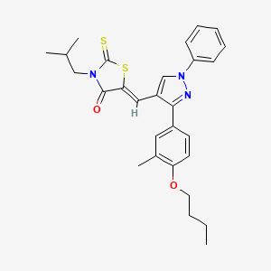 molecular formula C28H31N3O2S2 B11967263 (5Z)-5-{[3-(4-Butoxy-3-methylphenyl)-1-phenyl-1H-pyrazol-4-YL]methylene}-3-isobutyl-2-thioxo-1,3-thiazolidin-4-one 
