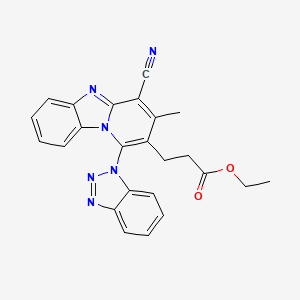 molecular formula C24H20N6O2 B11967328 ethyl 3-[1-(1H-benzotriazol-1-yl)-4-cyano-3-methylpyrido[1,2-a]benzimidazol-2-yl]propanoate 