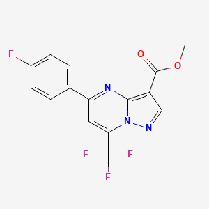 molecular formula C15H9F4N3O2 B1196737 Methyl 5-(4-fluorophenyl)-7-(trifluoromethyl)pyrazolo[1,5-a]pyrimidine-3-carboxylate 