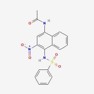 molecular formula C18H15N3O5S B11967411 N-(4-Benzenesulfonylamino-3-nitro-naphthalen-1-YL)-acetamide CAS No. 55691-89-9