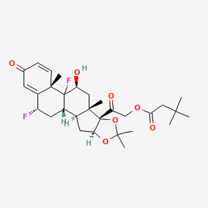 molecular formula C30H40F2O7 B1196746 [2-[(1S,2S,4S,8S,9S,11S,13S,19S)-12,19-difluoro-11-hydroxy-6,6,9,13-tetramethyl-16-oxo-5,7-dioxapentacyclo[10.8.0.02,9.04,8.013,18]icosa-14,17-dien-8-yl]-2-oxoethyl] 3,3-dimethylbutanoate 