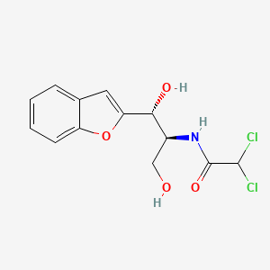 molecular formula C13H13Cl2NO4 B1196749 Acetamide, N-(2-(2-benzofuranyl)-2-hydroxy-1-(hydroxymethyl)ethyl)-2,2-dichloro- CAS No. 74599-88-5
