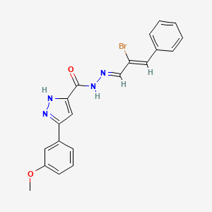 molecular formula C20H17BrN4O2 B11967531 N'-[(E,2Z)-2-bromo-3-phenyl-2-propenylidene]-3-(3-methoxyphenyl)-1H-pyrazole-5-carbohydrazide 