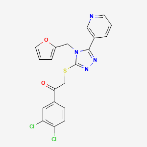molecular formula C20H14Cl2N4O2S B1196760 1-(3,4-Dichlorophenyl)-2-[[4-(2-furanylmethyl)-5-(3-pyridinyl)-1,2,4-triazol-3-yl]thio]ethanone 