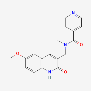 molecular formula C18H17N3O3 B1196761 N-[(6-methoxy-2-oxo-1H-quinolin-3-yl)methyl]-N-methyl-4-pyridinecarboxamide 