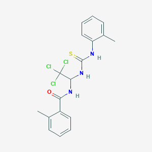 molecular formula C18H18Cl3N3OS B11967702 2-methyl-N-{2,2,2-trichloro-1-[(2-toluidinocarbothioyl)amino]ethyl}benzamide 