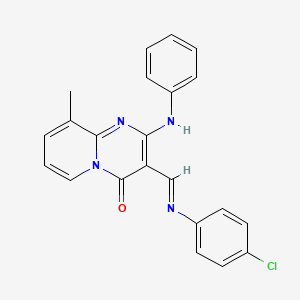 molecular formula C22H17ClN4O B11967704 3-{(E)-[(4-chlorophenyl)imino]methyl}-9-methyl-2-(phenylamino)-4H-pyrido[1,2-a]pyrimidin-4-one 