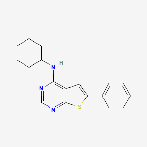 molecular formula C18H19N3S B11967787 N-cyclohexyl-6-phenylthieno[2,3-d]pyrimidin-4-amine 
