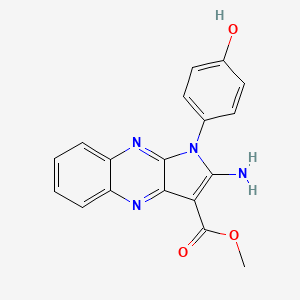 molecular formula C18H14N4O3 B11967789 Methyl 2-amino-1-(4-hydroxyphenyl)-1H-pyrrolo(2,3-B)quinoxaline-3-carboxylate 