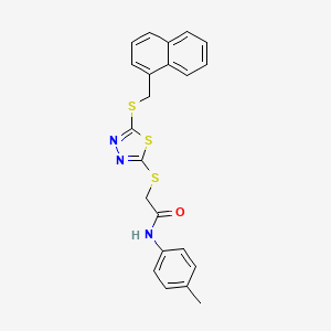 molecular formula C22H19N3OS3 B11967798 N-(4-methylphenyl)-2-({5-[(naphthalen-1-ylmethyl)sulfanyl]-1,3,4-thiadiazol-2-yl}sulfanyl)acetamide 
