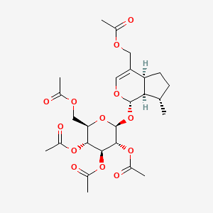 molecular formula C26H36O13 B1196782 11-Hydroxyiridodial glucoside pentaacetate 