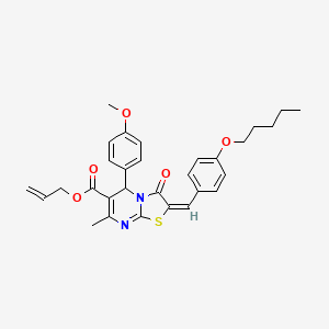 molecular formula C30H32N2O5S B11967930 Allyl (2E)-5-(4-methoxyphenyl)-7-methyl-3-oxo-2-[4-(pentyloxy)benzylidene]-2,3-dihydro-5H-[1,3]thiazolo[3,2-A]pyrimidine-6-carboxylate 