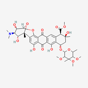 molecular formula C39H49NO16 B1196800 methyl (1R,10S,12S,13R,21R,22S,23R,24R)-23-(dimethylamino)-4,8,12,22,24-pentahydroxy-1,12-dimethyl-6,17-dioxo-10-(3,4,5-trimethoxy-4,6-dimethyloxan-2-yl)oxy-20,25-dioxahexacyclo[19.3.1.02,19.05,18.07,16.09,14]pentacosa-2,4,7(16),8,14,18-hexaene-13-carboxylate 