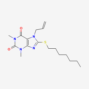 molecular formula C17H26N4O2S B11968060 7-allyl-8-(heptylthio)-1,3-dimethyl-3,7-dihydro-1H-purine-2,6-dione 