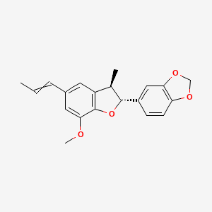 molecular formula C20H20O4 B1196813 5-[(2R,3R)-7-methoxy-3-methyl-5-prop-1-enyl-2,3-dihydro-1-benzofuran-2-yl]-1,3-benzodioxole 