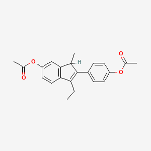 molecular formula C22H22O4 B1196814 1H-Inden-6-ol, 2-[4-(acetyloxy)phenyl]-3-ethyl-1-methyl-, 6-acetate CAS No. 24643-94-5