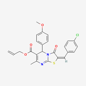 molecular formula C25H21ClN2O4S B11968153 allyl (2E)-2-(4-chlorobenzylidene)-5-(4-methoxyphenyl)-7-methyl-3-oxo-2,3-dihydro-5H-[1,3]thiazolo[3,2-a]pyrimidine-6-carboxylate 