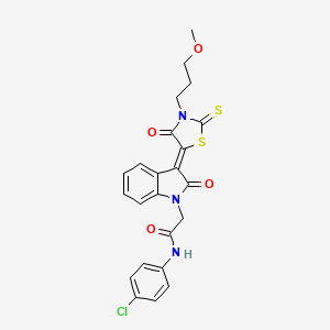 molecular formula C23H20ClN3O4S2 B11968296 N-(4-chlorophenyl)-2-{(3Z)-3-[3-(3-methoxypropyl)-4-oxo-2-thioxo-1,3-thiazolidin-5-ylidene]-2-oxo-2,3-dihydro-1H-indol-1-yl}acetamide 