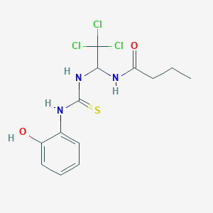 molecular formula C13H16Cl3N3O2S B11968308 N-(2,2,2-trichloro-1-{[(2-hydroxyphenyl)carbamothioyl]amino}ethyl)butanamide 