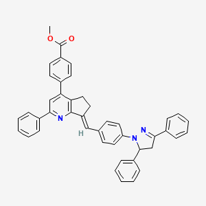 molecular formula C44H35N3O2 B11968372 methyl 4-{(7E)-7-[4-(3,5-diphenyl-4,5-dihydro-1H-pyrazol-1-yl)benzylidene]-2-phenyl-6,7-dihydro-5H-cyclopenta[b]pyridin-4-yl}benzoate 