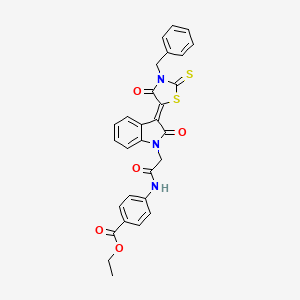 molecular formula C29H23N3O5S2 B11968386 ethyl 4-({[(3Z)-3-(3-benzyl-4-oxo-2-thioxo-1,3-thiazolidin-5-ylidene)-2-oxo-2,3-dihydro-1H-indol-1-yl]acetyl}amino)benzoate 