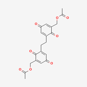 molecular formula C20H18O8 B1196851 2,2'-Ethylenebis(6-hydroxymethyl)-4-benzoquinone CAS No. 87050-82-6