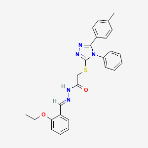 molecular formula C26H25N5O2S B11968512 N'-[(E)-(2-ethoxyphenyl)methylidene]-2-{[5-(4-methylphenyl)-4-phenyl-4H-1,2,4-triazol-3-yl]sulfanyl}acetohydrazide 