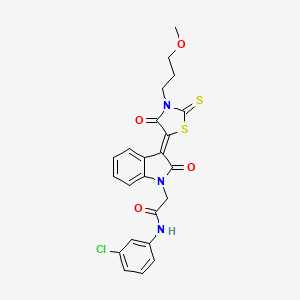 molecular formula C23H20ClN3O4S2 B11968532 N-(3-chlorophenyl)-2-{(3Z)-3-[3-(3-methoxypropyl)-4-oxo-2-thioxo-1,3-thiazolidin-5-ylidene]-2-oxo-2,3-dihydro-1H-indol-1-yl}acetamide 
