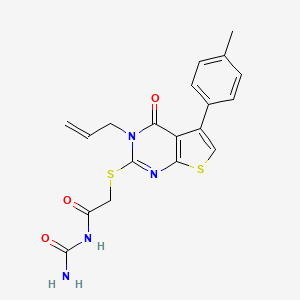 molecular formula C19H18N4O3S2 B11968539 N-({[3-Allyl-5-(4-methylphenyl)-4-oxo-3,4-dihydrothieno[2,3-D]pyrimidin-2-YL]sulfanyl}acetyl)urea 