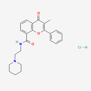 molecular formula C24H27ClN2O3 B1196856 3-Methyl-4-oxo-2-phenyl-N-(2-(1-piperidinyl)ethyl)-4H-1-benzopyran-8-carboxamide CAS No. 92606-82-1