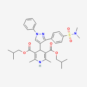 molecular formula C34H42N4O6S B11968565 Diisobutyl 4-(3-{4-[(dimethylamino)sulfonyl]phenyl}-1-phenyl-1H-pyrazol-4-YL)-2,6-dimethyl-1,4-dihydro-3,5-pyridinedicarboxylate 