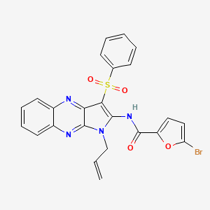 molecular formula C24H17BrN4O4S B11968567 N-[3-(benzenesulfonyl)-1-prop-2-enylpyrrolo[3,2-b]quinoxalin-2-yl]-5-bromofuran-2-carboxamide 