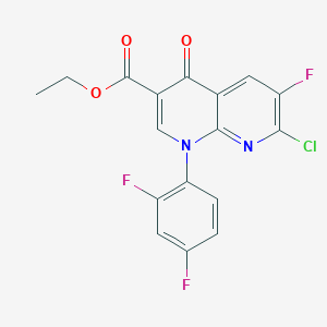 molecular formula C17H10ClF3N2O3 B119686 Ethyl 7-chloro-1-(2,4-difluorophenyl)-6-fluoro-4-oxo-1,4-dihydro-1,8-naphthyridine-3-carboxylate CAS No. 100491-29-0