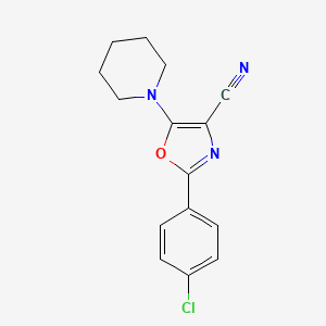 molecular formula C15H14ClN3O B1196861 2-(4-Chlorophenyl)-5-(1-piperidinyl)-4-oxazolecarbonitrile 