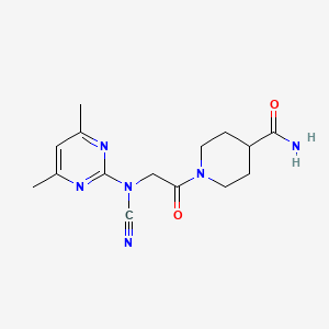 molecular formula C15H20N6O2 B1196865 1-[2-[Cyano-(4,6-dimethyl-2-pyrimidinyl)amino]-1-oxoethyl]-4-piperidinecarboxamide 