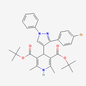 molecular formula C32H36BrN3O4 B11968692 DI(Tert-butyl) 4-[3-(4-bromophenyl)-1-phenyl-1H-pyrazol-4-YL]-2,6-dimethyl-1,4-dihydro-3,5-pyridinedicarboxylate 