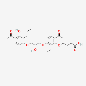 molecular formula C29H34O9 B1196875 3-[7-[3-(4-Acetyl-3-hydroxy-2-propylphenoxy)-2-hydroxypropoxy]-4-oxo-8-propylchromen-2-yl]propanoic acid CAS No. 76833-60-8