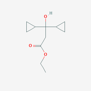 molecular formula C11H18O3 B11968917 Ethyl 3,3-dicyclopropyl-3-hydroxypropanoate CAS No. 17206-84-7