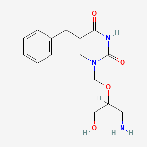 molecular formula C15H19N3O4 B1196892 1-((2-Hydroxy-1-(aminomethyl)ethoxy)methyl)-5-benzyluracil CAS No. 96328-45-9