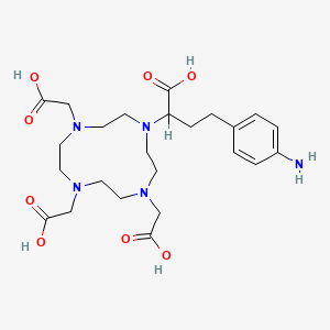 molecular formula C24H37N5O8 B1196894 alpha-(2-(4-Aminophenyl)ethyl)-1,4,7,10-tetraazacyclododecane-1,4,7,10-tetraacetic acid CAS No. 130707-75-4