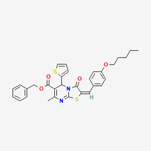 molecular formula C31H30N2O4S2 B11969029 Benzyl (2E)-7-methyl-3-oxo-2-[4-(pentyloxy)benzylidene]-5-(2-thienyl)-2,3-dihydro-5H-[1,3]thiazolo[3,2-A]pyrimidine-6-carboxylate 