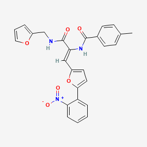 molecular formula C26H21N3O6 B11969380 N-{(Z)-1-{[(2-Furylmethyl)amino]carbonyl}-2-[5-(2-nitrophenyl)-2-furyl]ethenyl}-4-methylbenzamide 