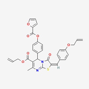molecular formula C32H26N2O7S B11969597 allyl (2E)-2-[4-(allyloxy)benzylidene]-5-[4-(2-furoyloxy)phenyl]-7-methyl-3-oxo-2,3-dihydro-5H-[1,3]thiazolo[3,2-a]pyrimidine-6-carboxylate 