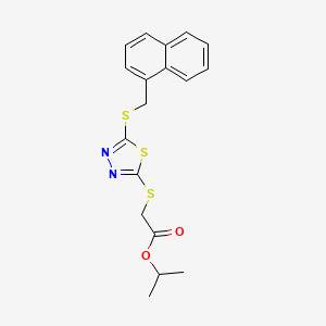 molecular formula C18H18N2O2S3 B11969628 Isopropyl ((5-((1-naphthylmethyl)thio)-1,3,4-thiadiazol-2-YL)thio)acetate 
