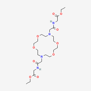 molecular formula C24H44N4O10 B11969639 Ethyl {[(16-{2-[(2-ethoxy-2-oxoethyl)amino]-2-oxoethyl}-1,4,10,13-tetraoxa-7,16-diazacyclooctadecan-7-yl)acetyl]amino}acetate 