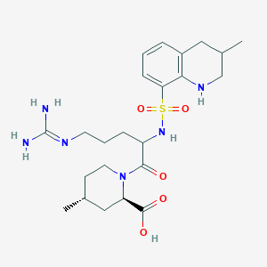 molecular formula C23H36N6O5S B1196970 (2R,4R)-1-[5-(diaminomethylideneamino)-2-[(3-methyl-1,2,3,4-tetrahydroquinolin-8-yl)sulfonylamino]pentanoyl]-4-methylpiperidine-2-carboxylic acid 
