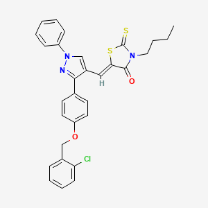 molecular formula C30H26ClN3O2S2 B11969744 (5Z)-3-butyl-5-[(3-{4-[(2-chlorobenzyl)oxy]phenyl}-1-phenyl-1H-pyrazol-4-yl)methylene]-2-thioxo-1,3-thiazolidin-4-one 