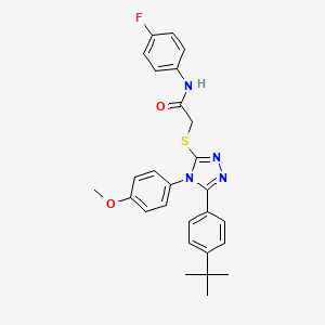 molecular formula C27H27FN4O2S B11969786 2-{[5-(4-tert-butylphenyl)-4-(4-methoxyphenyl)-4H-1,2,4-triazol-3-yl]sulfanyl}-N-(4-fluorophenyl)acetamide 