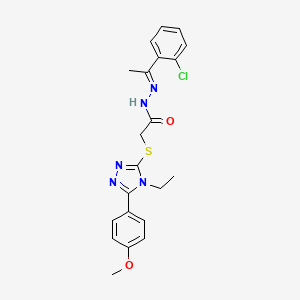 molecular formula C21H22ClN5O2S B11969823 N'-[(E)-1-(2-Chlorophenyl)ethylidene]-2-{[4-ethyl-5-(4-methoxyphenyl)-4H-1,2,4-triazol-3-YL]sulfanyl}acetohydrazide CAS No. 303092-83-3