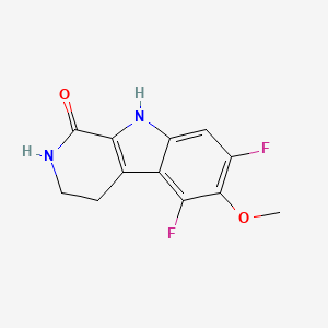 molecular formula C12H10F2N2O2 B1196983 5,7-Difluoro-6-methoxy-2,3,4,9-tetrahydropyrido[3,4-b]indol-1-one 